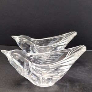 Vtg,Cristal D'Arques France Lead Crystal Set Of 2 Bird Candle Holders.